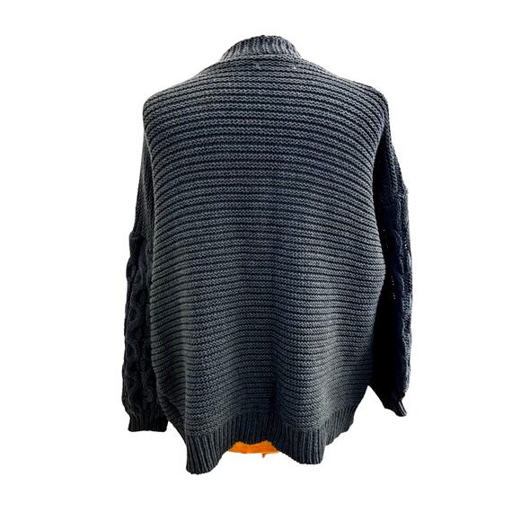 Misslook Blue Chunky Cable Knit Balloon Puff Sleeve Cardigan XXXL Cozy warm - Picture 10 of 10